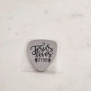 Jesus Loves Me Christian Guitar Pick.Easter Baptism Christmas Gift Music Jewelry